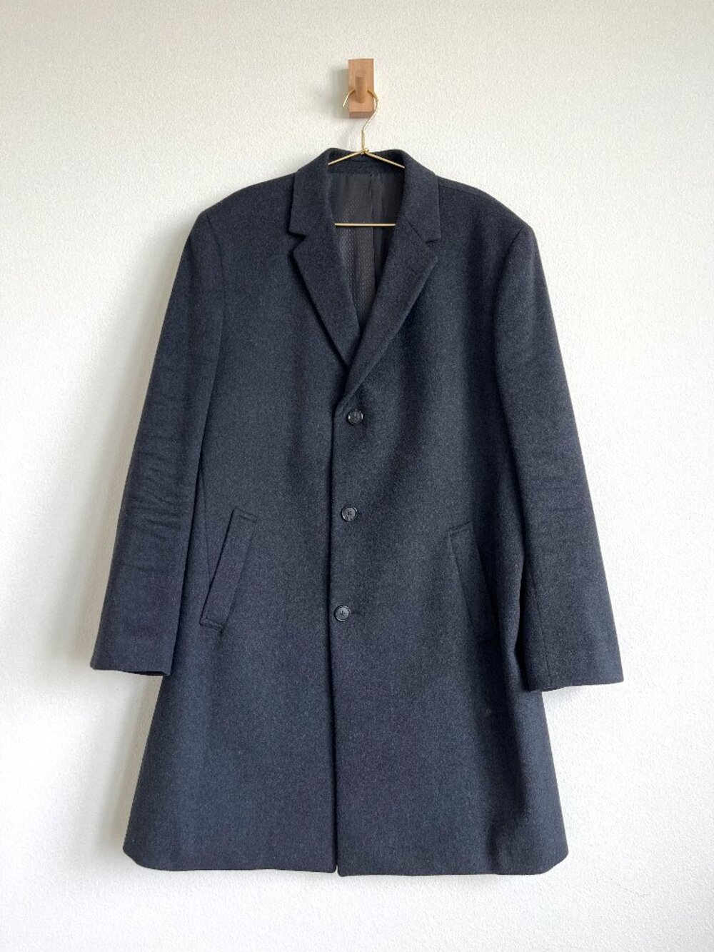 Kenneth Cole Reaction Men's Wool Blend Overcoat - Charcoal Grey Car Coat - L44
